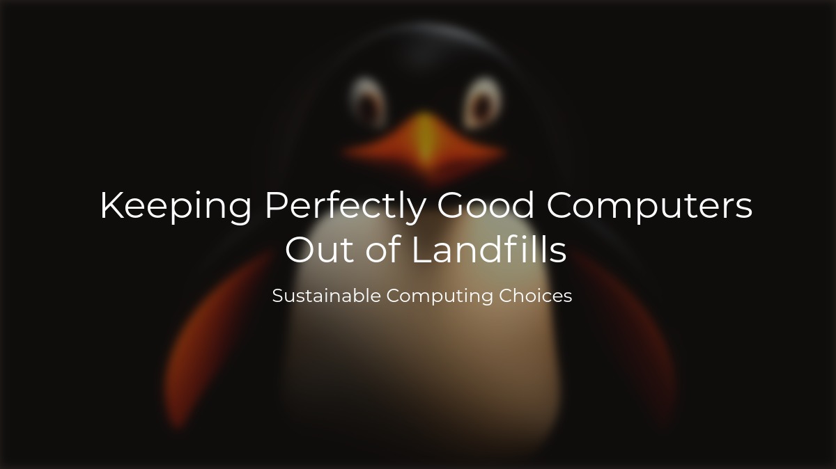 Old laptop running Linux Mint as a sustainable alternative to Windows 11